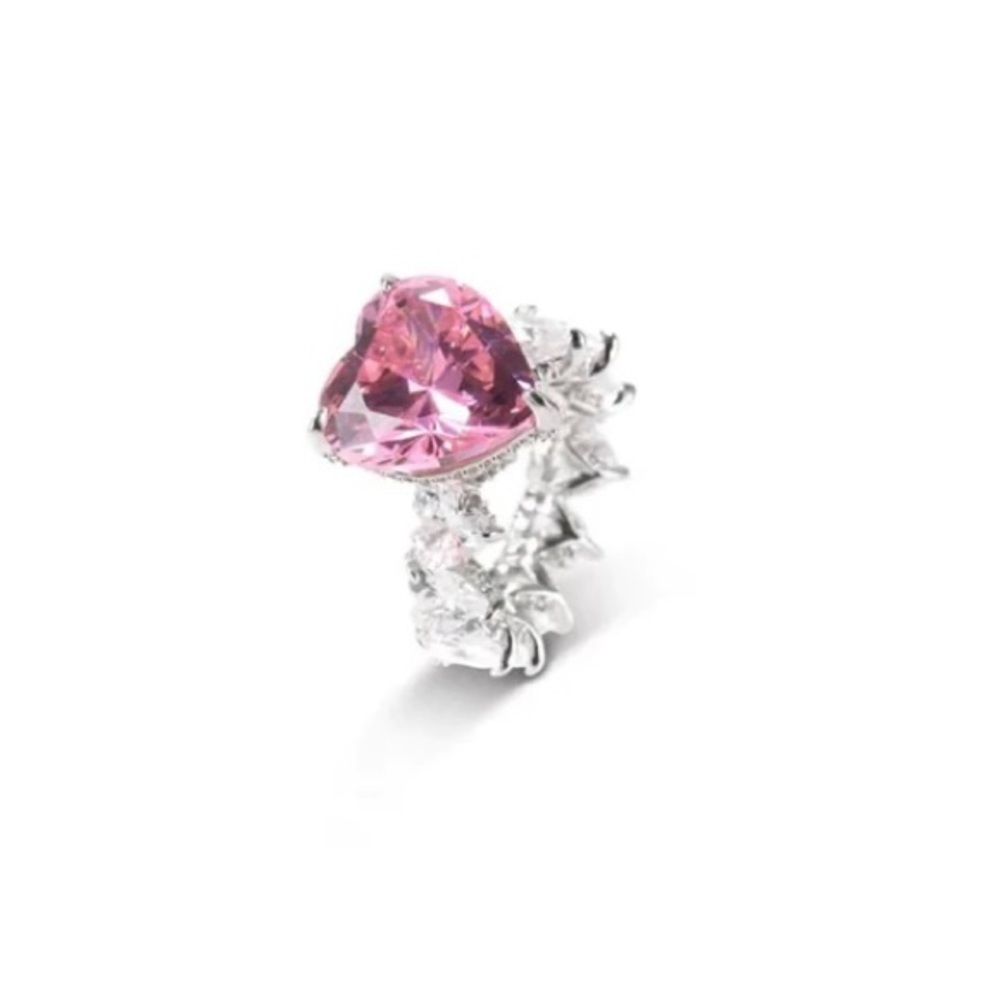 Pink and Silver Heart Ring